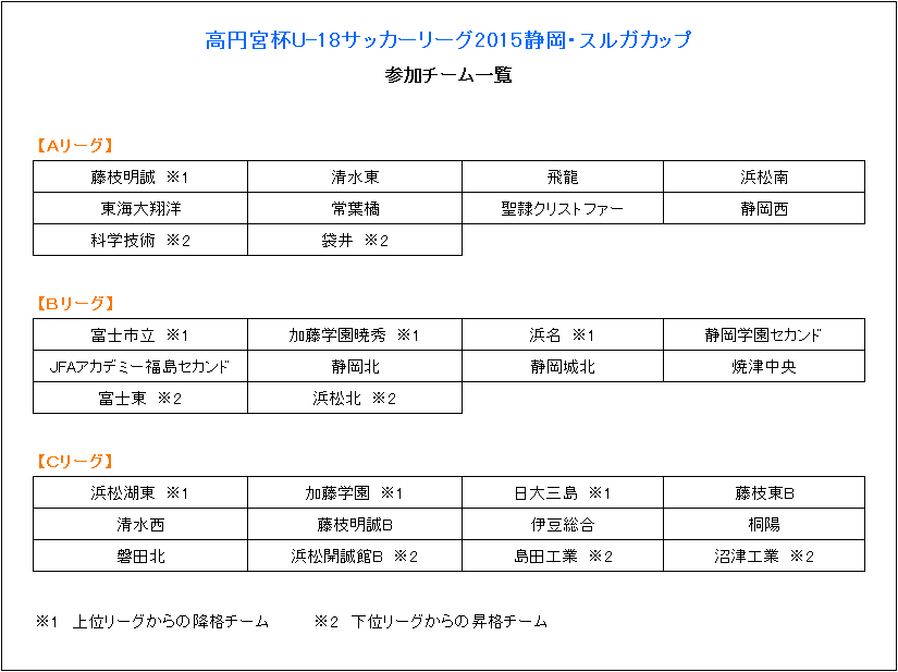 高円宮杯u 18サッカーリーグ15静岡 スルガカップ